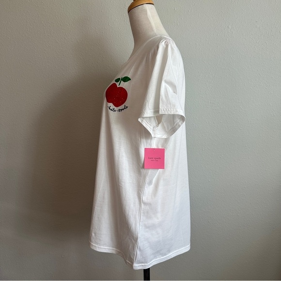 NWT Kate Spade New York City Apple Graphic Tee Shirt | Size XL | 100% Cotton - Picture 3 of 6